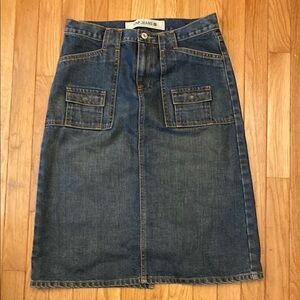 GAP Dark Blue Denim Jean Pencil Skirt EUC Size 4 Back Slit 100% Cotton